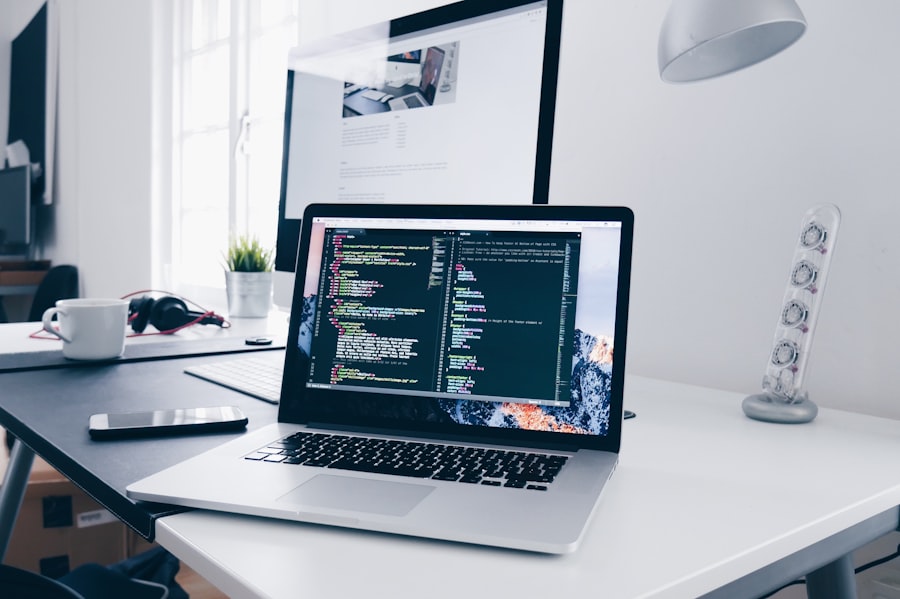 Laptop showing web development work