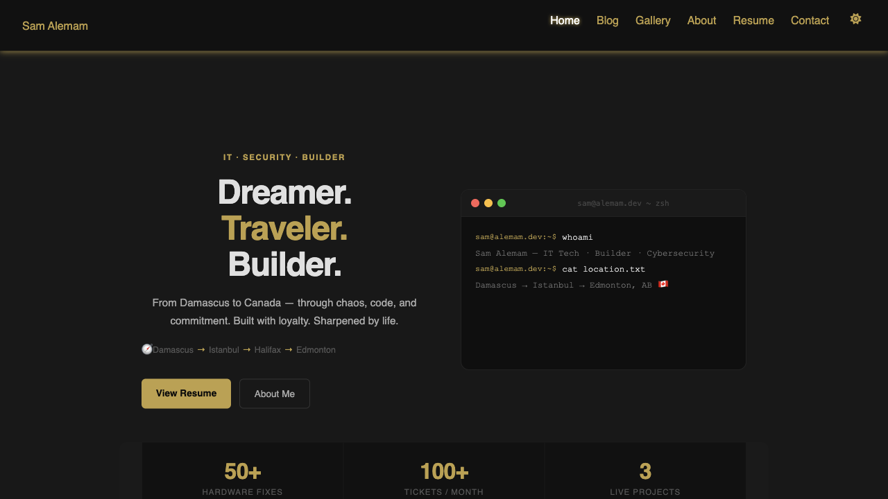 Alemam.dev website homepage preview