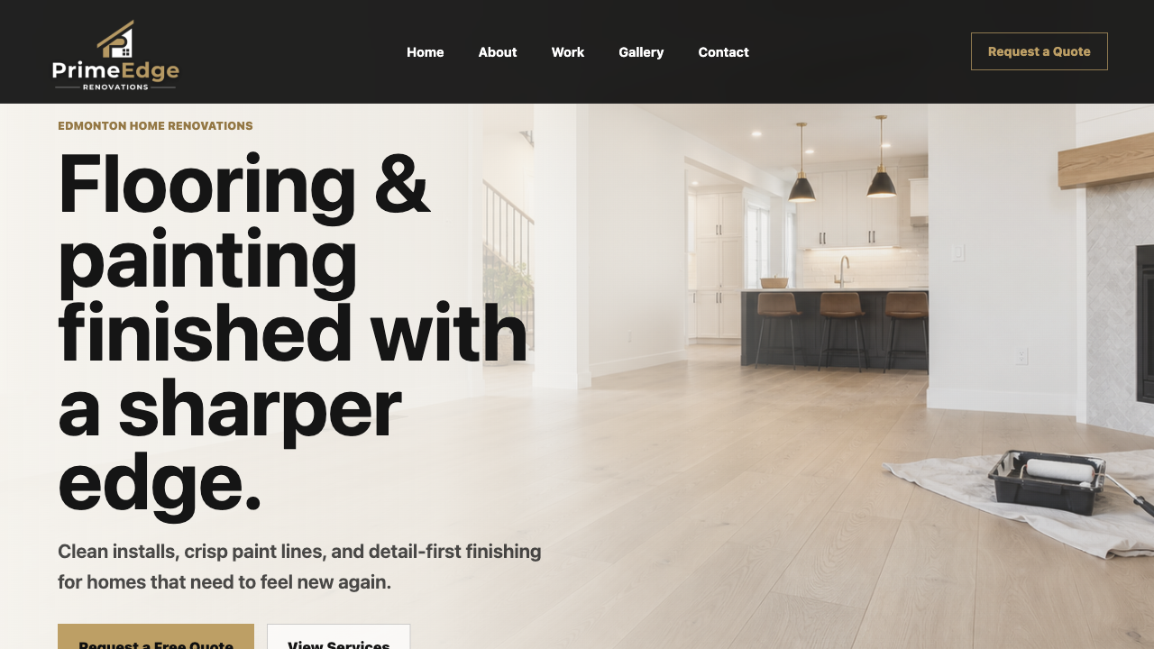 PrimeEdge Renovations website homepage preview